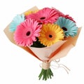 Colorful Gerbera Bouquet: Playful Hallyu Style Wrapped In Embossed Paper