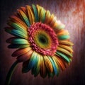 Colorful gerbera daisy flower on grunge background, generative ai Royalty Free Stock Photo