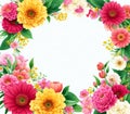 Colorful gerbera flowers frame with design space Royalty Free Stock Photo