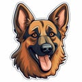 Colorful German Shepherd Dog Face Sticker For 2d Game Art