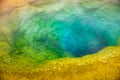 Colorful geyser basin with boiling water from geothermal heat Royalty Free Stock Photo