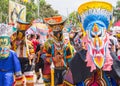 Colorful ghost mask performer in Phi Ta Khon Festival, Loei, Thailand