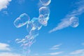 Colorful giant soap bubbles floating in the sky