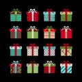 Colorful gift box vector icon set