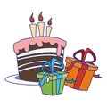 Colorful gift boxes and birthday cakes icon Royalty Free Stock Photo