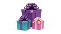 Colorful gift boxes isolated on transparent background isolated on white background Royalty Free Stock Photo