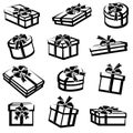 Colorful gift boxes set. Isolated colorful gift boxes. Vector Royalty Free Stock Photo