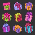 Colorful gift boxes set. Vector Royalty Free Stock Photo