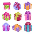 Colorful gift boxes set. Vector Royalty Free Stock Photo