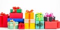 Colorful Gift Boxes Stacked High Ready for Celebration Royalty Free Stock Photo
