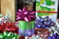 Colorful gift wrapping supplies Royalty Free Stock Photo