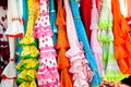 Colorful gipsy dresses in rack hanged in Spain Royalty Free Stock Photo