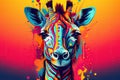 colorful giraffe animal portrait AI generated