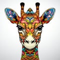 colorful giraffe face in white background Royalty Free Stock Photo