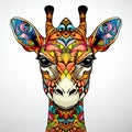 colorful giraffe face in white background