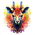 Colorful giraffe mandala art on white background. Design print for t-shirt