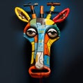 Colorful Giraffe Mask: A Cubist Deconstruction Of Playful Caricature