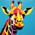 Vibrant Neo-pop Giraffe Painting With Intense Gaze Royalty Free Stock Photo