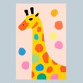 Colorful Giraffe Print: Playful Character Design For Nursery Room Art