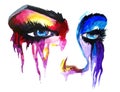 Colorful girl tears