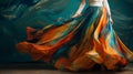 Cinematic Elegance: Lady In Colorful Skirt With Fluid Brushwork Style