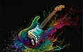 Colorful gitar and black background