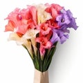 Colorful Gladiolus Bouquet Wrapped In Paper For Present