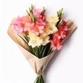 Colorful Gladiolus Bouquet Wrapped In Tissue For Elegant Gift