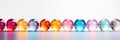 Colorful glass balls spheres, shiny and glossy 3D glass balls collection, multicolored background