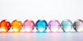Colorful glass balls spheres, shiny and glossy 3D colorful glass balls collection, multicolored background