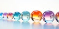Colorful glass balls spheres, shiny and glossy 3D colorful glass balls collection, multicolored background