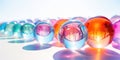 Colorful glass balls spheres, shiny and glossy 3D colorful glass balls collection, multicolored background Royalty Free Stock Photo