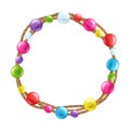 Colorful glass beads decoration round frame.