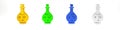 Colorful Glass bottle with magic elixir icon isolated on white background. Computer game asset. Minimalism concept. 3D Royalty Free Stock Photo