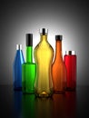 Colorful Glass Bottles Realistic 3d Illustration on Gradient Background Royalty Free Stock Photo