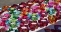 Colorful glass candlesticks souvenirs, Malta