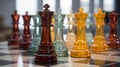 Colorful Glass Chess Pieces With Attention To Detail Royalty Free Stock Photo
