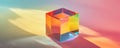 Colorful glass cube with prism light reflections Royalty Free Stock Photo
