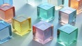 Colorful Glass Cubes on Light Blue Background Royalty Free Stock Photo