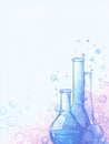Colorful Glass Flask Composition with Bubbles Represents Scientific Exploration and Experimentation in Laboratory Environment Royalty Free Stock Photo