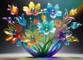 Colorful glass flower on a multicolored background.