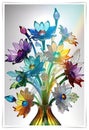 Colorful glass flower on a multicolored background.