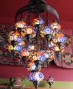 Colorful glass lamp at a coffee shop in Belingham, United States