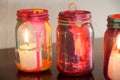 Colorful glass lamps