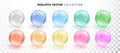 Colorful glass orbs realistic collection. Set of colored spheres set isolated on transparent background. Royalty Free Stock Photo