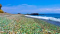 Colorful glass pebbles blanket this beach in Vladivostok, Russia. The beach was used as a garbage dump years ago, nature