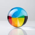 Colorful Glass Sphere on a Reflective Surface Royalty Free Stock Photo