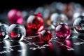 Colorful Glass Spheres on a Dark Surface Royalty Free Stock Photo
