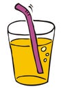 Colorful glass with straw, vector illustration, symbol, drawing, eps.