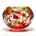 Colorful glass vase with floral ornament on a white background Royalty Free Stock Photo